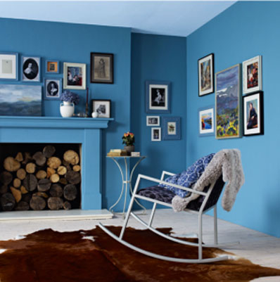 décoration salon mur bleu