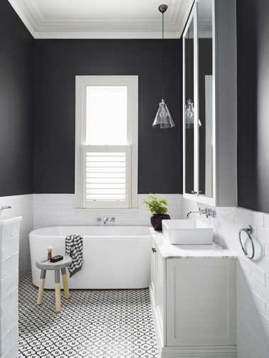 décoration salle de bain gris et blanc