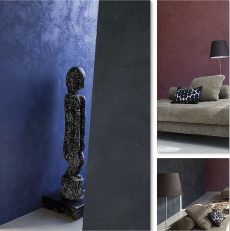 peinture à effet couleur bleu nuit et rouge profond. Nuancier 10 couleurs pour toutes les pièces de la maison chez Seigneurie