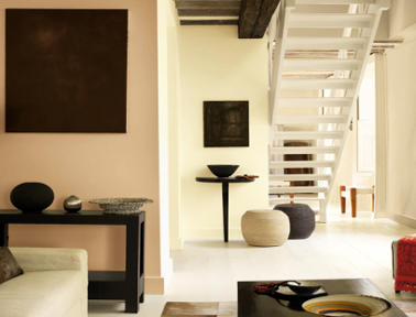 couleur peinture salon design. harmonie de couleurs lin, ivoire marron. Photo Peinture Dulux Valentine