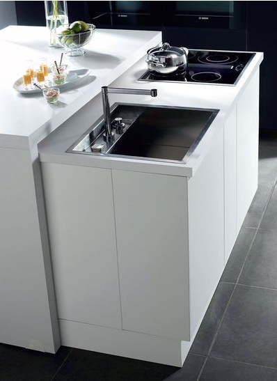 Aménagement petite cuisine avec Meuble îlot roulant pour cuisine evier table cuisson escamotable