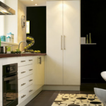 amenager une petite cuisine ou une cuisine ouverte sur le salon, les meubles, l'électroménager, ilot central 