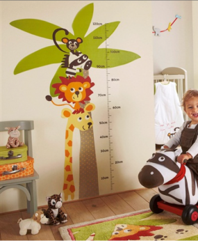sticker bebe animaux et toise pour chambre enfant