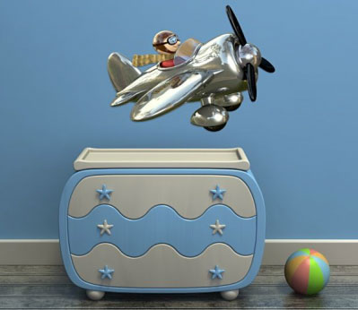 sticker avion aspect chrome grand modele 