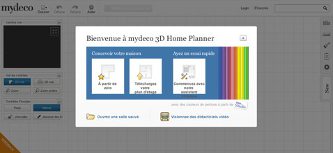 logiciel deco mydeco de google chrome commencer par choisir le plan de la pièce a decorer ou partir des plans existant de la maison