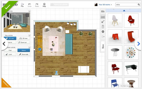 pour construire son projet deco avec le logiciel de decoration en ligne, choisir dans le catalogue de meubles et accessoires de decoration selon le style et la tendance 