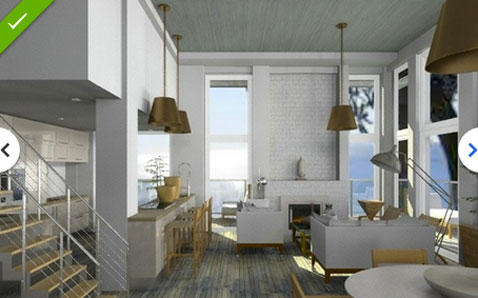 application mydeco-voir le resultat du projet de decoration du salon et de la cuisine en 2D et 3D
