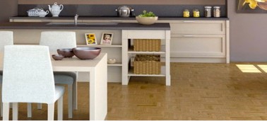 Pour l'aménagement et la décoration de la cuisine une palette de teintes naturelles avec des meubles de cuisine couleur lin et taupe