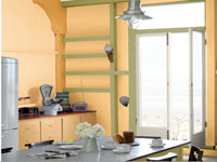 peinture cuisine couleur toscane et vert d'eau nuancier Dulux Valentine