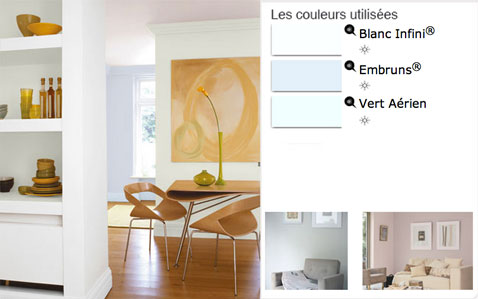 Une ambiance zen et lumineuse pour une salle à manger autour d'un camaïeux de blanc qui sublime les couleurs naturelles de la table et chaises ainsi que celle du parquet chêne clair