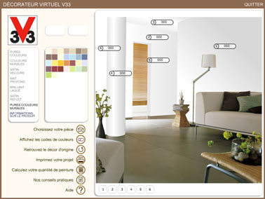 Construire ses harmonies de couleurs peinture pour le salon facilement avec le decorateur de V33