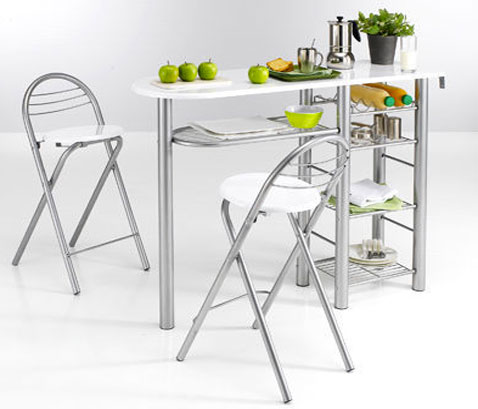 desserte laminé blanc avec 3 tablettes de rangement plus rangement bouteille plateau pour coin repas vendue avec 2 tabourets 3 suisses