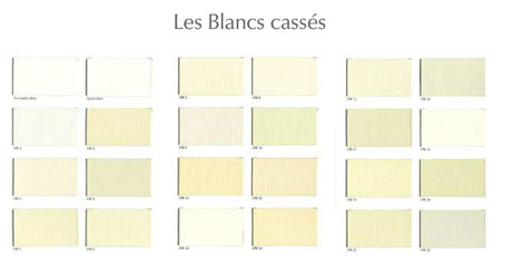 Carte des blancs cassés de chez Ressource. 24 teintes différentes exemple : Quiet White, Not tottaly whyte 