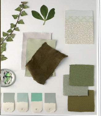 palette couleur a associer aux carreaux de cuir ambiance green ecolo chez Cuir au Carre Pour créer une ambiance zen et ecolo autour des carreaux de cuir couleur pistache, olive et glacier de chez Cuir au Carré
