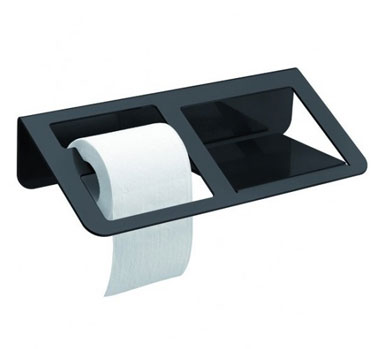 Distributeur de papier toilette composé d'un compartiment dérouleur et d'une tablette bien pratique. Trois couleur disponible : gris, noir et blanc