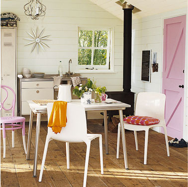 relooker-sa-cuisine-avec-des-couleurs-vives-rose-orange Pour une déco sympa dans la cuisine, créez une dynamique en mélangeant les touches de couleurs vives, rose dragée, orange, vert...