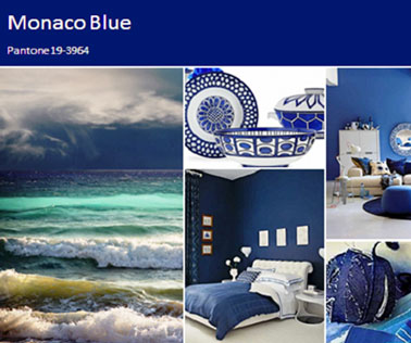 pour la décoration de la maison, la couleur tendance pour 2013 est le bleu dit Monaco Blue de Pantone