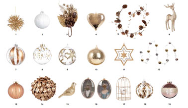 Collection Gold pour la décoration du sapin de Noël Chez Maison du Monde