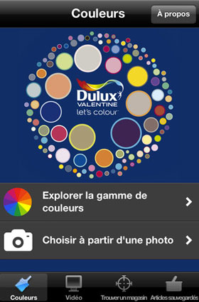 Une application pour harmoniser les couleurs de peinture à partir d'une photo. Commencez par choisir une teinte parmi la gamme de couleurs proposée