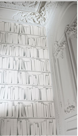 Une bibliothéque en trompe l'oeil plus vraie que nature. S'intègre facilement à la décoration d'un salon de style contemporain