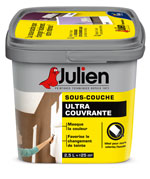 la sous couche ultra couvrante de Julien est ideale pour couvrir une peinture de couleur foncée avant d'appliquer une nouvelle couleur de peinture