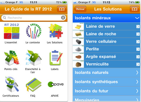 RT2012 L'application pour Iphone et androïd pour suivre la nouvelle règlementation en matière de consommation thermique pour les constructions neuves