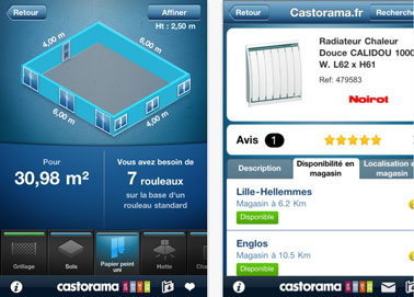Application gratuite pour choisir les produits, calculer la quantité de peinture ou parquet nécessaire, consulter les catalogues en ligne et estimer son budget pour l'aménagement de la maison.