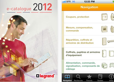 L'application Legrand pour Ipad et Iphone donne acces à tout le catalogue des produits pour l'équipement électrique de la maison