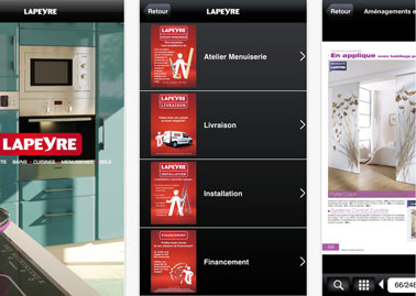 Application Lapeyre pour choisir et calculer taille et modèle fenêtres et portes, carrelage et salle de bains, consulter les catalogues et voir les promotions