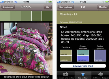 L'application de Becquet pour Iphone permet de choisir les couleurs de sa décoration intérieure à partir d'une photo personnelle