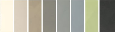 Nuancier Masqu'Carrelage de 7 couleurs pour peindre sur carrelage et joints aspect béton ciré