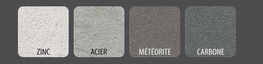 Nuancier de gris pour l'enduit décoratif Magic'Béton de Touprêt : gris acier, gris météorite, gris zinc et gris carbone