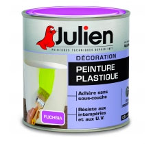 Pot peinture pour plastique Julien. Conditionnement : 0.5 litre rendement 10M2 pour une litre