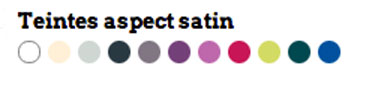 Nuancier peinture pour plastique meuble de jardin et intérieur. 11 couleurs : vert marin, gris perle, fushia, prune, bleu...