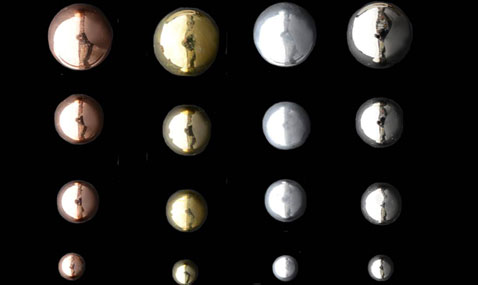 Serie de poignée bouton metal, 4 couleurs rosé, jaune laiton, gris mat et métal brillant