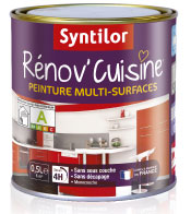 Pot de peinture renov'cuisine de Syntilor ideal pour peindre meubles de cuisine, plan de travail, crédence et carrelage mural