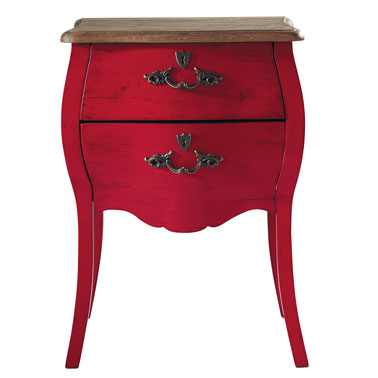 Chevet bois laqué rouge passion pour une chambre ambiance glamour de Maison du Monde. Prix : 229.00 €