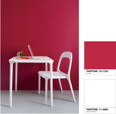 Déco cuisine design avec une peinture murale couleur rouge de la collection inspired by pantone de Tollens. Nuancier de 40 couleurs peinture disponible chez Castorama