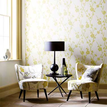 Papier Peint inspiré des tapisseries et tissus des années 50 collection Juniper Wallpapers Réf Blossom 75302, rouleau de 10m avec raccord de 63 cm  Harlequin