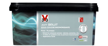 sous-couche-insonorisante à appliquer en 1 ou 2 couches selon la finition souhaitée avant d'appliquer la peinture insonorisante de V33