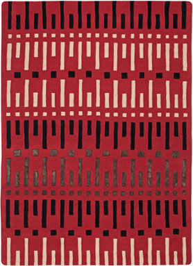 UnTapis laine et soie rouge pour mettre la dernière touche à la déco de la chambre rouge. Avec un lampe de chevet, une couette qui reprend la couleur, c’est le top ! Tapis Serge Lesage dimensions : 160X230 cm