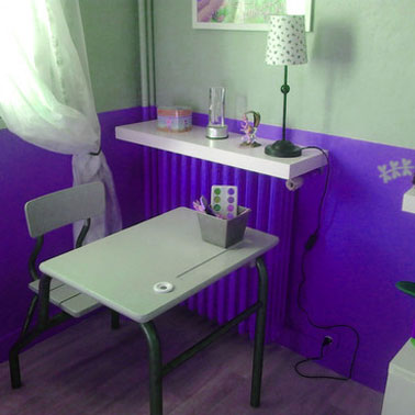 Bureau d'écolier et radiateur peint avec peinture Accroche Tout IdéStyl, peinture tout support
