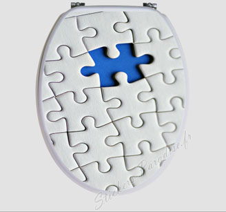 Sticker abattant wc, puzzle blanc et bleu