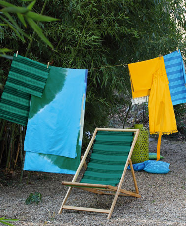 Toile de transat jardin teint avec teinture tissu couleur vert émeraude Idéal