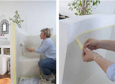 Apprès la deuxième couche de peinture Hydroactiv V33 retirer les rubans de protection avant le séchage complet de la peinture