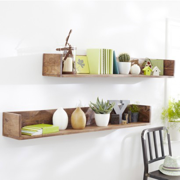 Etagère murale pour le salon en palissandre pratique pour rangement livres ou objets décoration