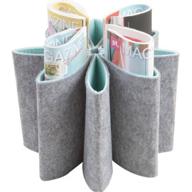 Range revues ou télécommande en feutrine. 8 compartiments et disponible en gris ou vert