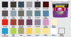 Nuancier 21 couleurs de peinture Résine Color pour carrelage mural de Résinence