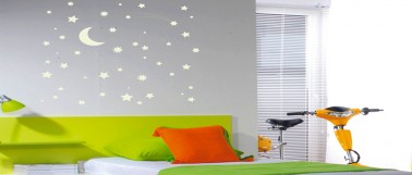 pochoir ciel etoilé dans chambre peinture phosphorescente
