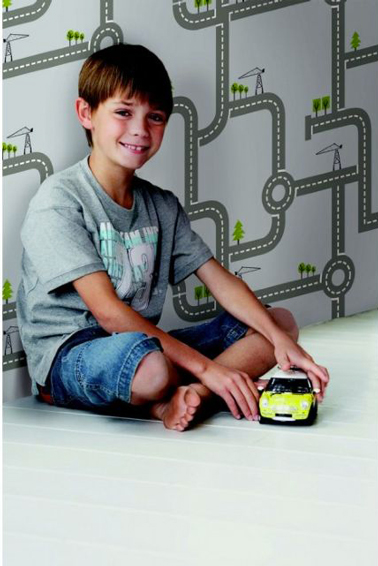 papier peint chambre garçon circuit voiture chez AMPM 
